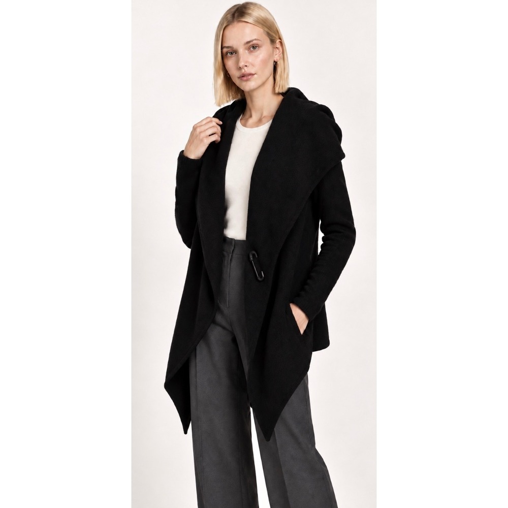 Margaret O'Leary St Moritz Black Cashmere Draped Cardigan Estimated XS